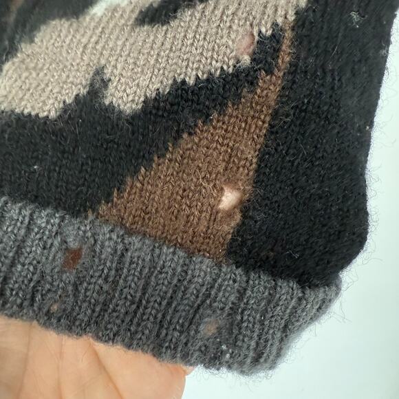 VTG Erez Deer Hunting Sweater Womens M Gray Pullover Wool Angora Leather Grommet - Picture 5 of 13